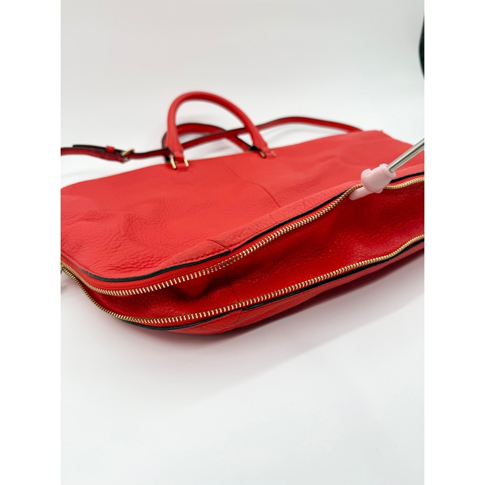 Tory Burch Ivy Slouchy Satchel Samba Red Pebbled Leather Handbag 32163 NEW - Picture 8 of 16
